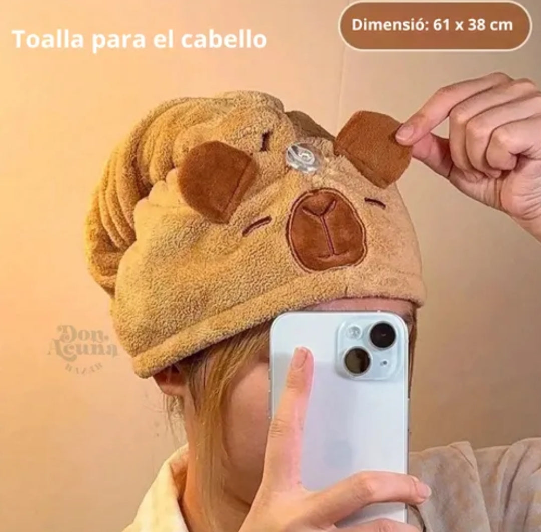 Toalla capybara para el cabello #CodU