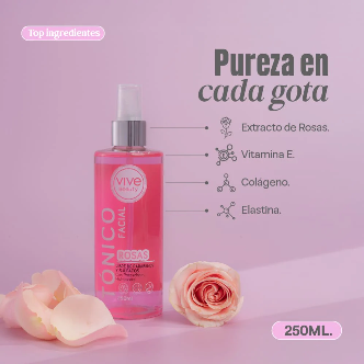 Tónico Facial de Rosas Vive Beauty #CodO