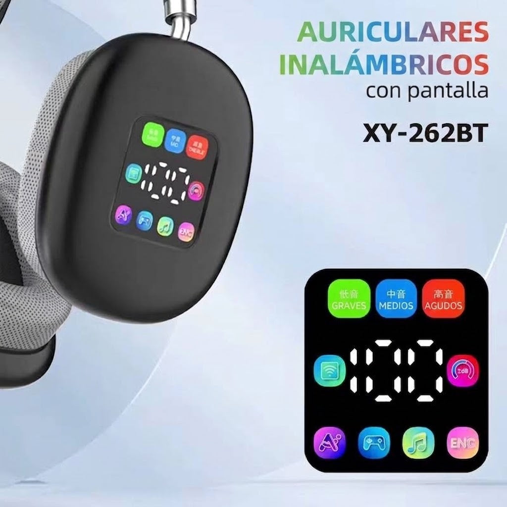 Auriculares inalámbricos de diadema con pantalla LED inteligente #CodAV