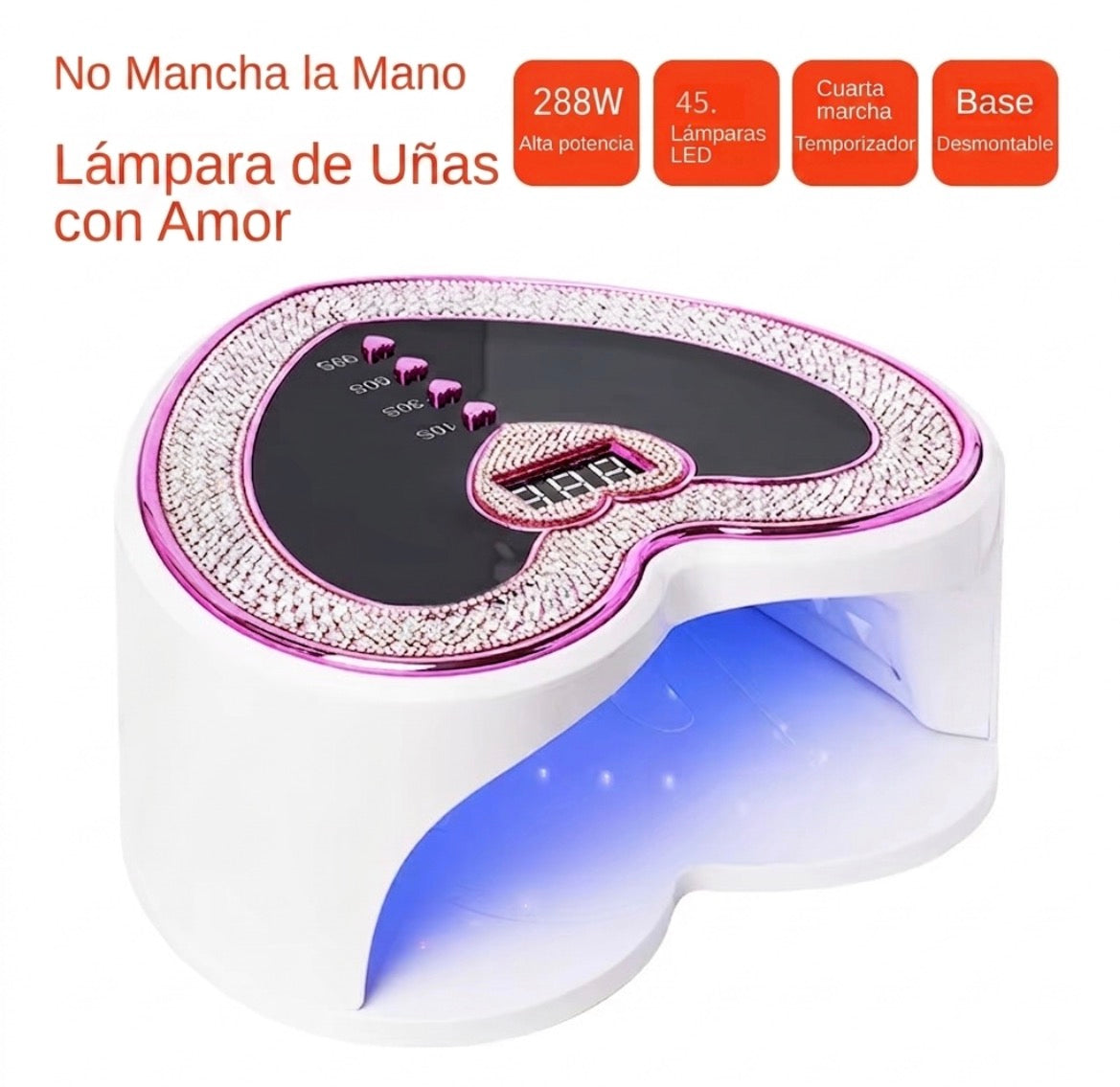 Lampara de uñas LED SUN D19 de corazón de 288w #CodP