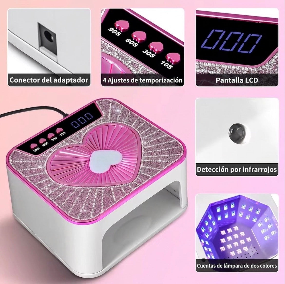 Lámpara LED/UV Profesional para uñas de corazón #CodO