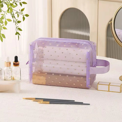 Porta cosméticos con corazones dorados #codU
