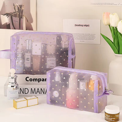 Porta cosméticos con corazones dorados #codU