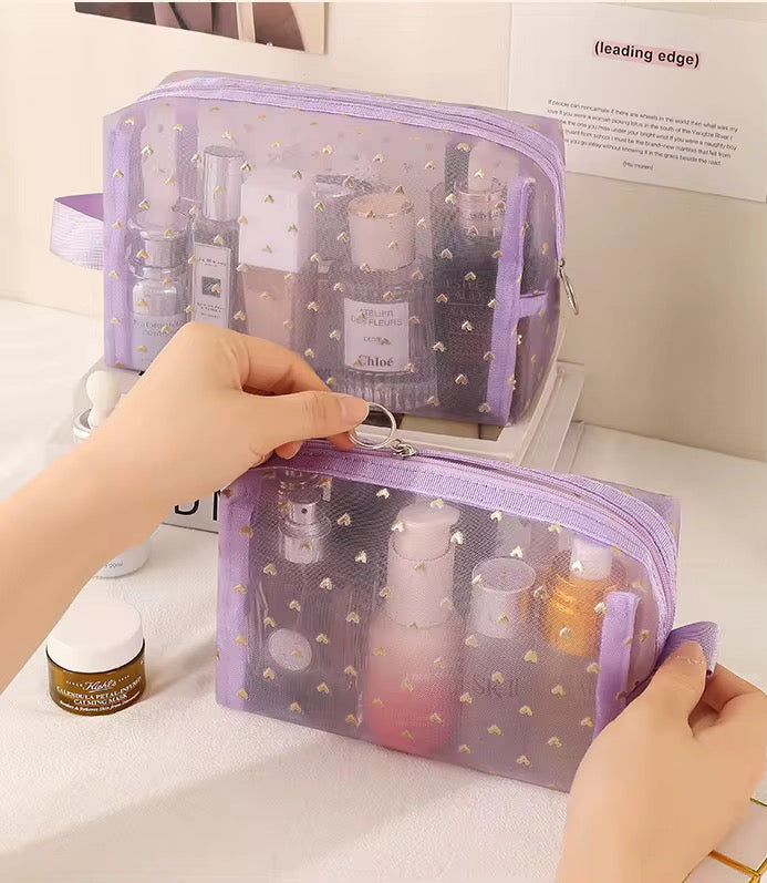 Porta cosméticos con corazones dorados #codU
