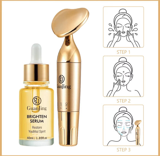Kit masajeador con sérum iluminador nutritivo #CodL