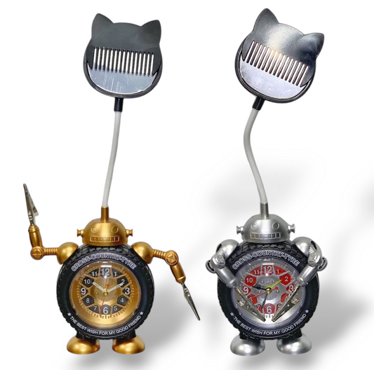 Lámpara con forma de reloj y robot #CodU